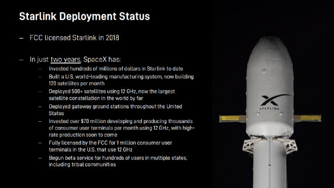 A slide from SpaceX's July 2020 presentation to the FCC.