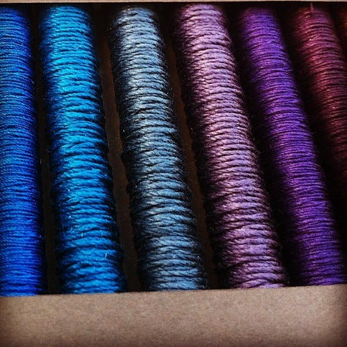 Silk threads from Mulberry Silks. Silk threads from Mulberry Silks.