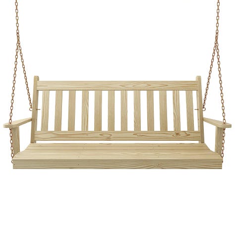 Three different styles of porch swing benches