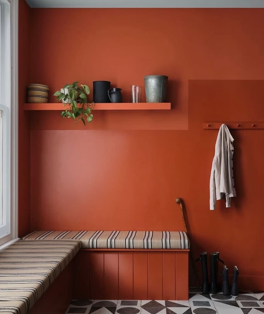 orange painted boot room orange painted boot room