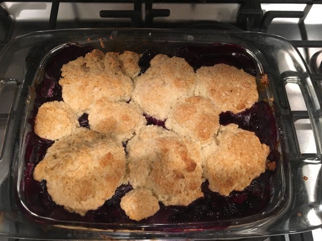 Blueberry cobbler! Blueberry cobbler!