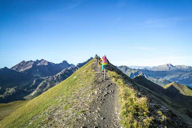 People cycling near Mont Blanc