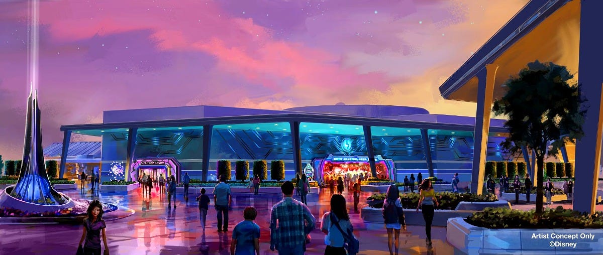 Concept art of the Sugar Rush: Sweet Rescue building in Tomorrowland. Image: Disney Concept art of the Sugar Rush: Sweet Rescue building in Tomorrowland. Image: Disney