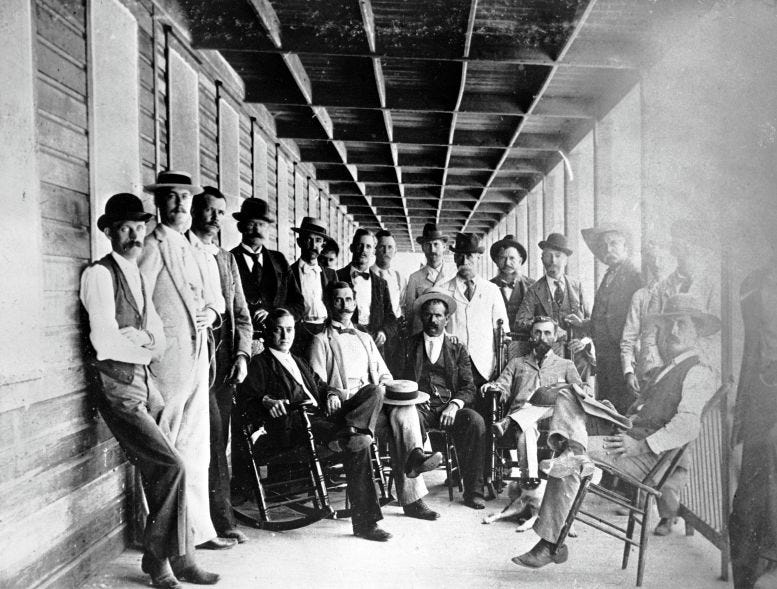 Miami pioneers on the porch of Hotel Miami in 1896. Courtesy of Florida State Archives. Miami pioneers on the porch of Hotel Miami in 1896. Courtesy of Florida State Archives.