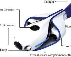technical cutaway diagram of a streamlined bionic fish with internal HPA tank, pneumatic piston, and electronic components for underwater propulsion, AI generated technical cutaway diagram of a streamlined bionic fish with internal HPA tank, pneumatic piston, and electronic components for underwater propulsion, AI generated