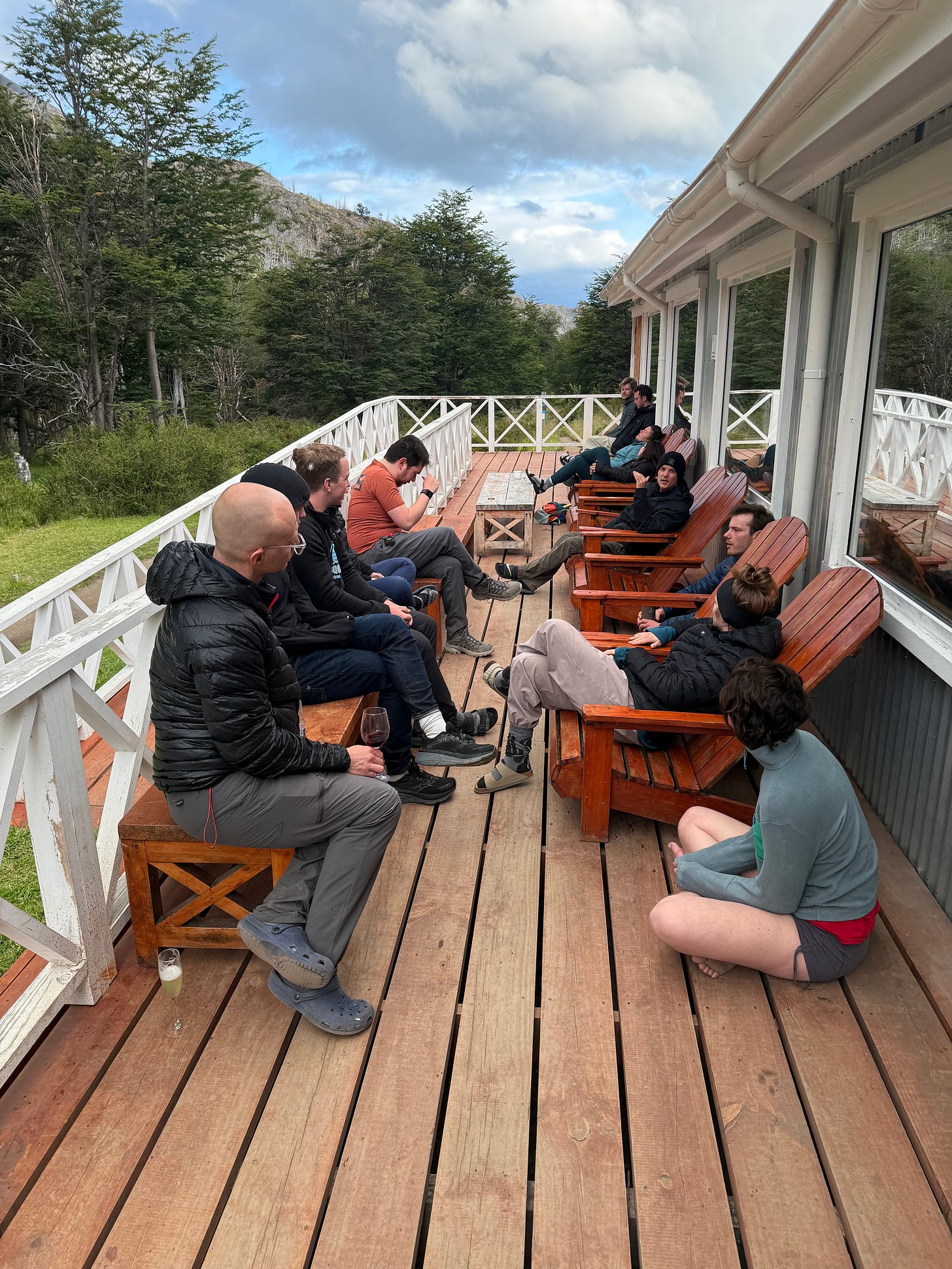 a group of people hanging out at Refugio grey a group of people hanging out at Refugio grey