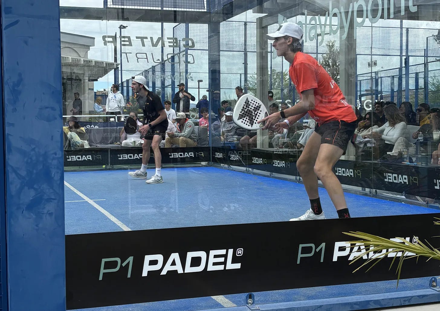 Padel player Vinny Di Francesco on court at P1 Padel in Las Vegas