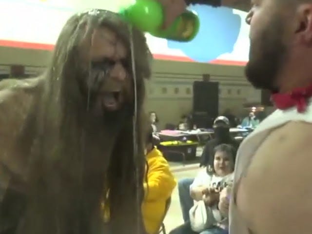 [Screenshot: Herzog gets baptized with lemon juice]