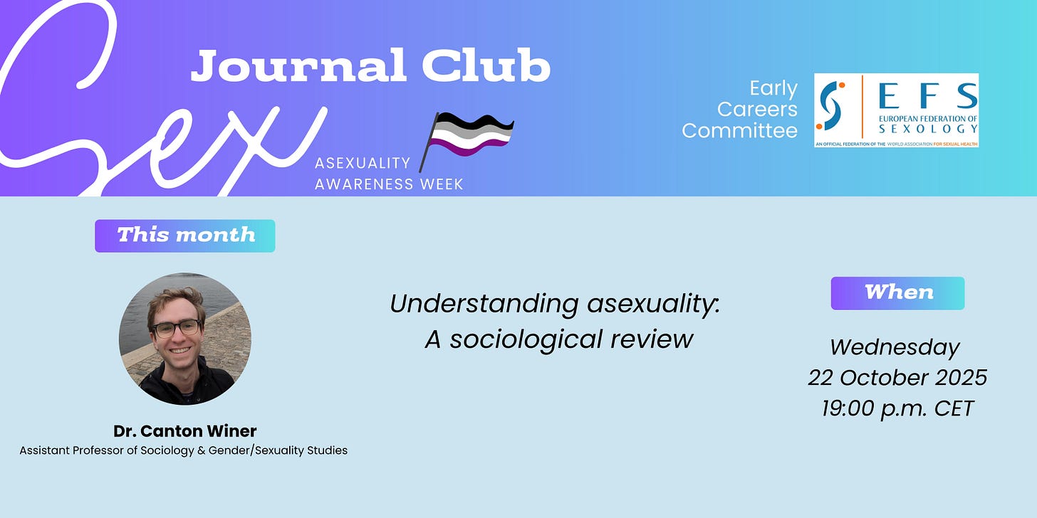 RSVP here: https://www.eventbrite.nl/e/sex-journal-club-celebrate-asexual-awareness-week-with-us-tickets-1718577915809