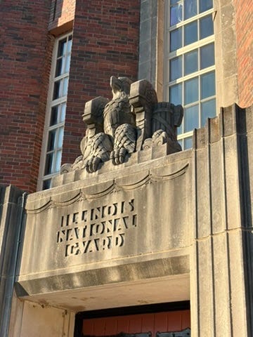 architectural details of the national guard armory, Cairo, IL
