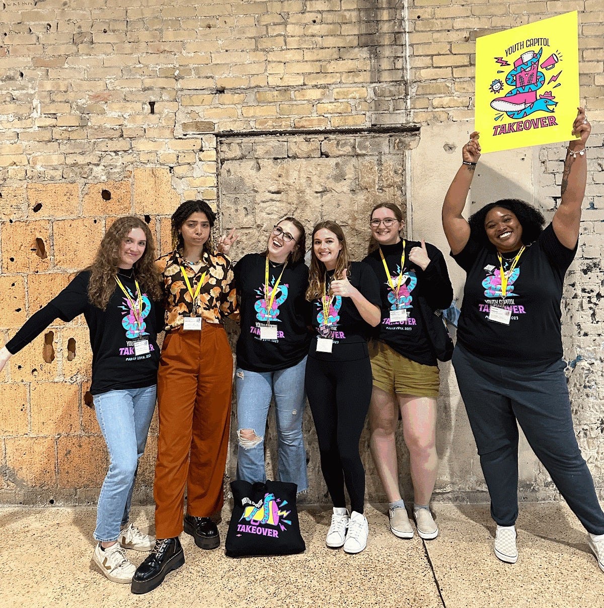 Six Deeds Not Words student Campus Organizers at the Youth Capitol Takeover event in 2023. Six Deeds Not Words student Campus Organizers at the Youth Capitol Takeover event in 2023.
