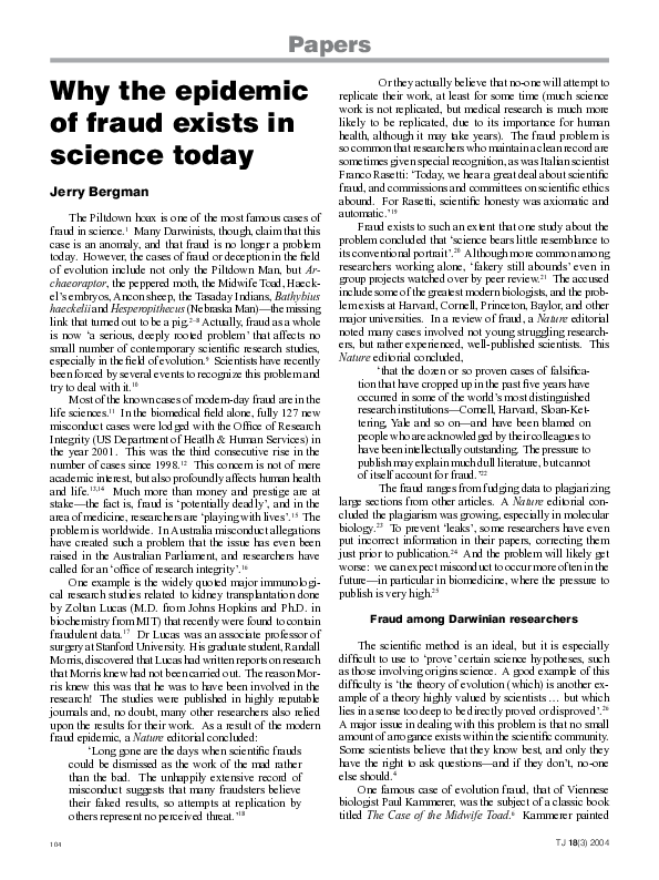 PDF) Why the epidemic of fraud exists in science today