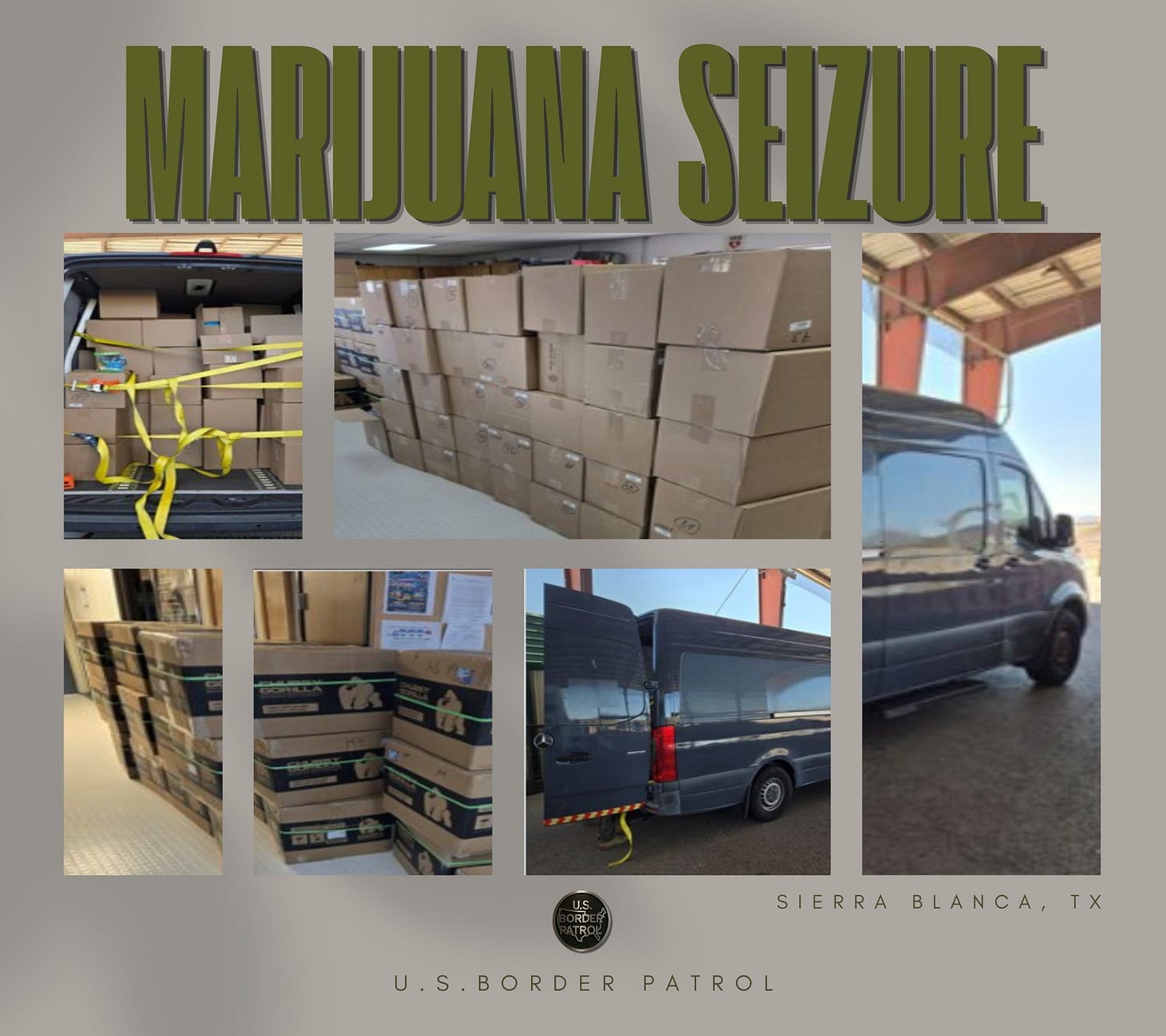 Did you hear the one about the smuggler who rolled up to a Border Patrol checkpoint in a van filled with boxes, and when the agent asked to see the manifest, he found the shipment was labeled “NON-MARIJUANA?” (US Border Patrol photos & graphics) Did you hear the one about the smuggler who rolled up to a Border Patrol checkpoint in a van filled with boxes, and when the agent asked to see the manifest, he found the shipment was labeled “NON-MARIJUANA?” (US Border Patrol photos & graphics)
