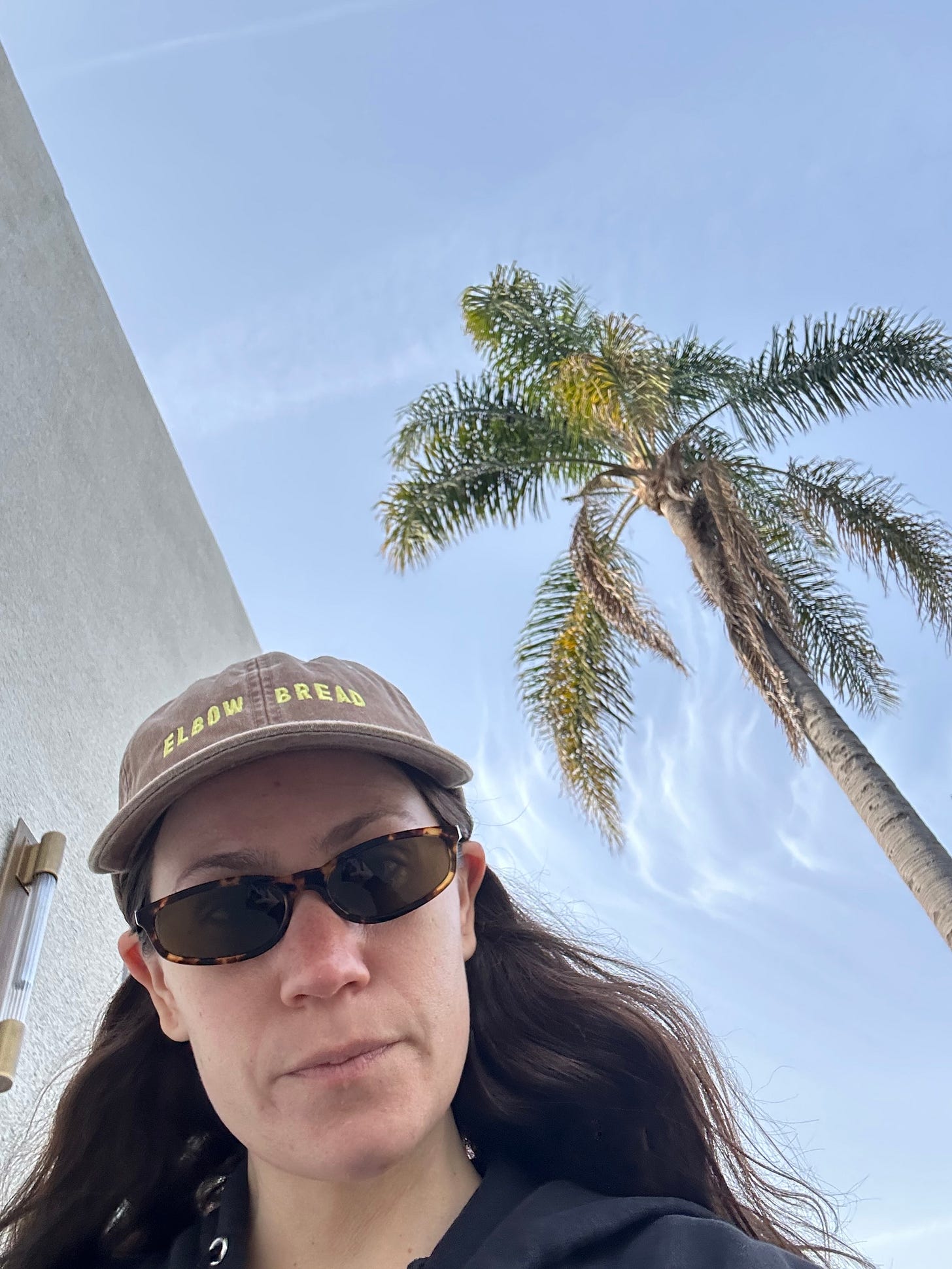 Me in LA in my Elbow Bread hat