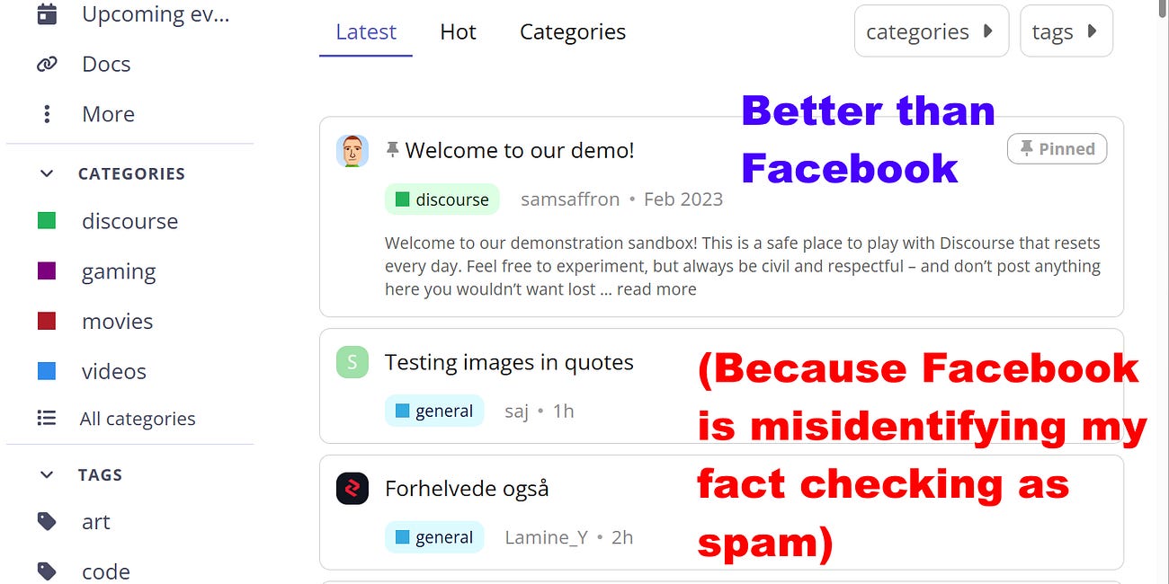 Likely solution to our Facebook group issues - our own custom community based on D̶i̶s̶c̶o̶u̶r̶s̶e̶ Flarum - NOT another social media app - everything customized as we want and only our own content