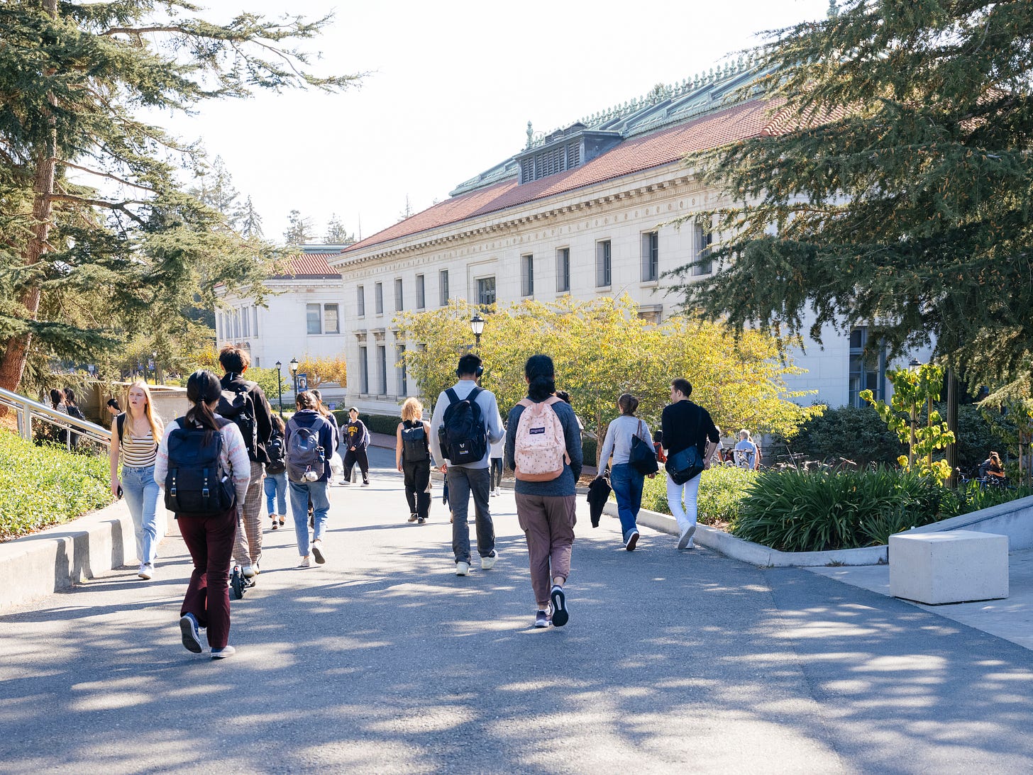 Students move across the UC Berkeley campus
