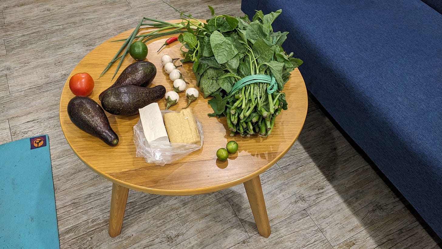 table of fresh produce