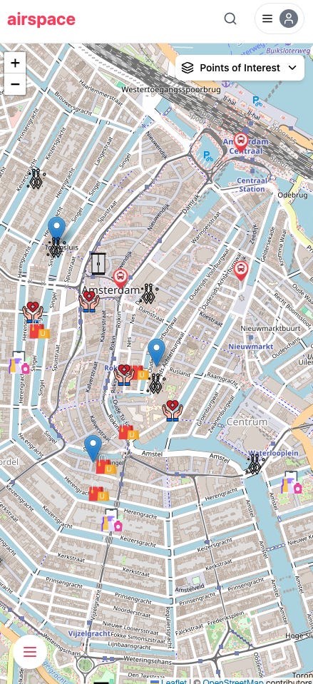 different screenshots of POI's showed in various ways to end users on airbnb