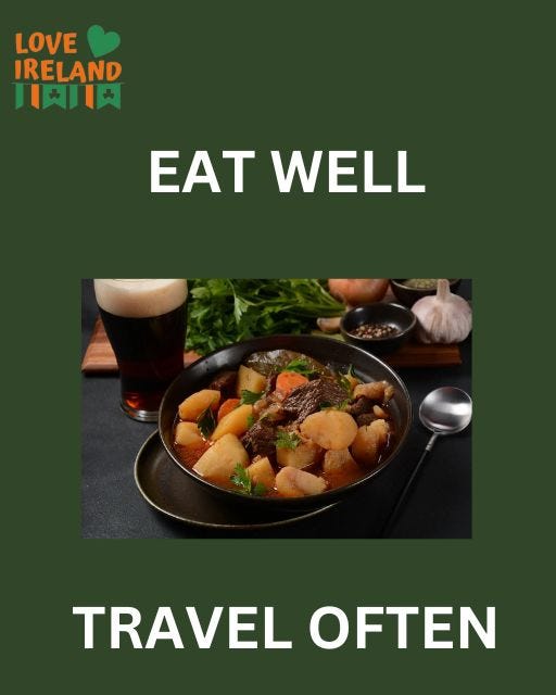 May be an image of text that says "LOVE IRELAND 川崎川肉 EAT WELL TRAVEL OFTEN"