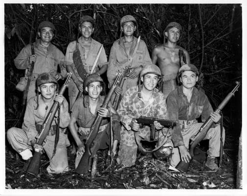 Photograph of Navajo Code Talkers Serving with a Marine Signal Unit,
