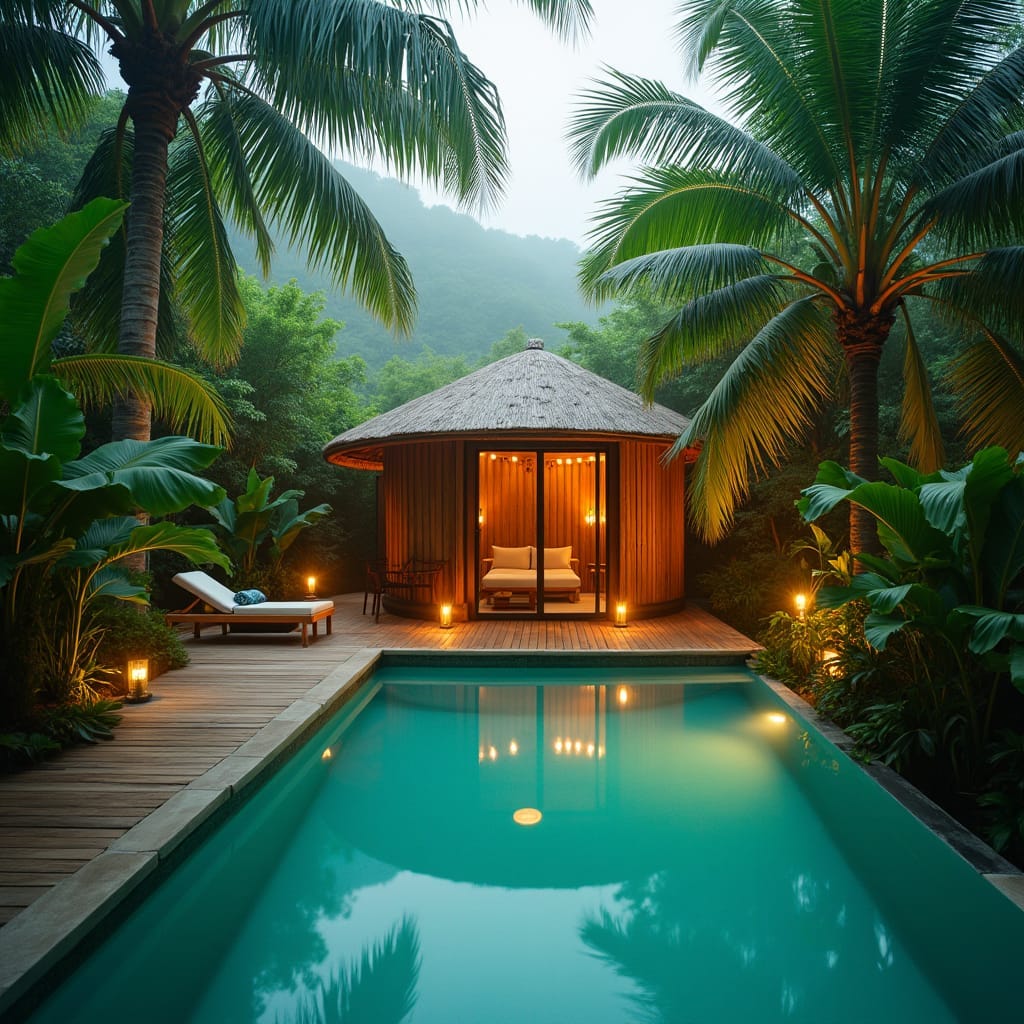 Mdoern Bamboo Glamping  with Swimming pool in Jamaica  