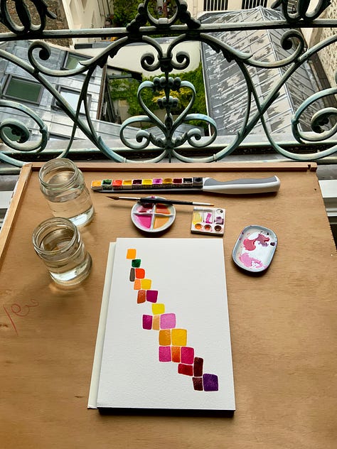 Watercolour paintings in progress