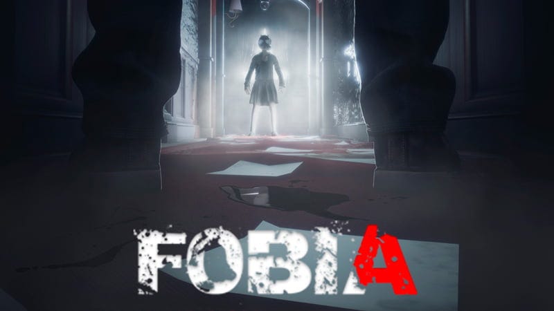 corredor com protagonista de fobia e outra personagem do game de terror