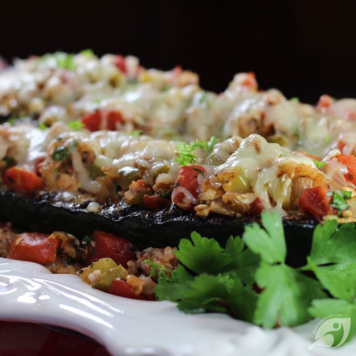 Grilled Italian Stuffed Zucchini Boats ready to serve. Grilled Italian Stuffed Zucchini Boats ready to serve.