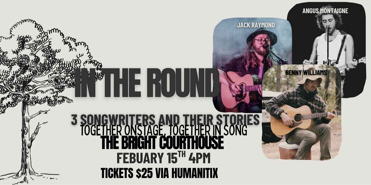 Banner image for In The Round - Jack Raymond, Benny Williams & Angus Montaigne at the Bright Courthouse