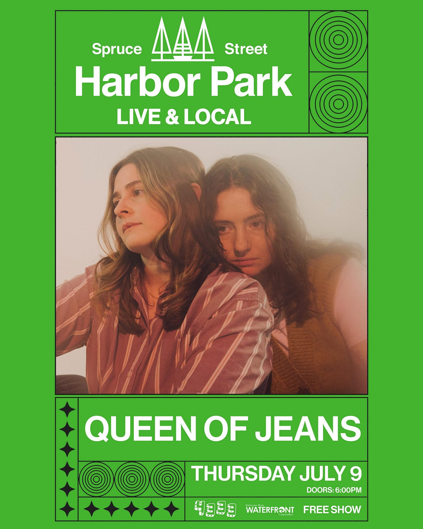 May be an image of text that says 'Spruce Street Harbor Park LIVE LIVE&LOCAL & LOCAL QUEEN OF JEANS THURSDAY JULY 9 DOORS:6:00PM DOORS: 6:00M WATERFRONT FREESHOW FREES' May be an image of text that says 'Spruce Street Harbor Park LIVE LIVE&LOCAL & LOCAL QUEEN OF JEANS THURSDAY JULY 9 DOORS:6:00PM DOORS: 6:00M WATERFRONT FREESHOW FREES'