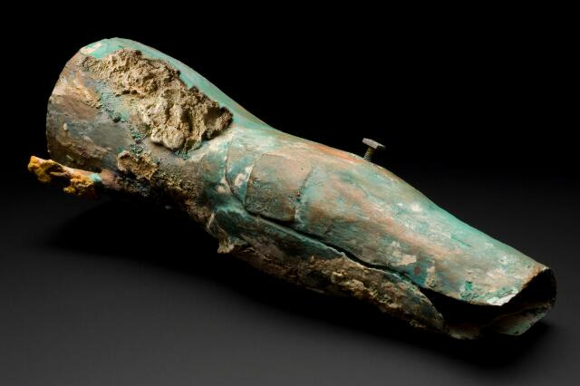 The original of this artificial leg was made of bronze. It was excavated from a grave in Capua, Italy. Dating from c. 300BCE, the artificial leg was designed to replace the lower part of the leg, below the knee. It was probably attached to the body using a waist band of sheet metal. This was also found with the skeleton.
The leg was the oldest artificial limb discovered. It was kept at the Royal College of Surgeons in London until it was destroyed in an air raid during the Second World War.
maker: Unknown maker
Place made: London, Greater London, England, United Kingdom The original of this artificial leg was made of bronze. It was excavated from a grave in Capua, Italy. Dating from c. 300BCE, the artificial leg was designed to replace the lower part of the leg, below the knee. It was probably attached to the body using a waist band of sheet metal. This was also found with the skeleton.
The leg was the oldest artificial limb discovered. It was kept at the Royal College of Surgeons in London until it was destroyed in an air raid during the Second World War.
maker: Unknown maker
Place made: London, Greater London, England, United Kingdom
