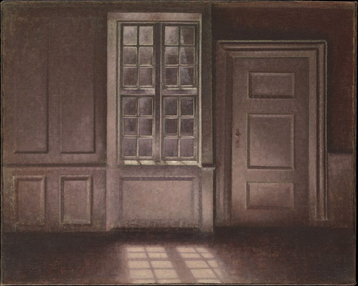 Moonlight, Strandgade 30 by Vilhelm Hammershoi, header for the essay on being loved as a feeling