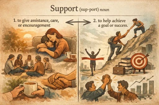 Dictionary page split vertically showing the same word decoded into two different emotional meanings on each side