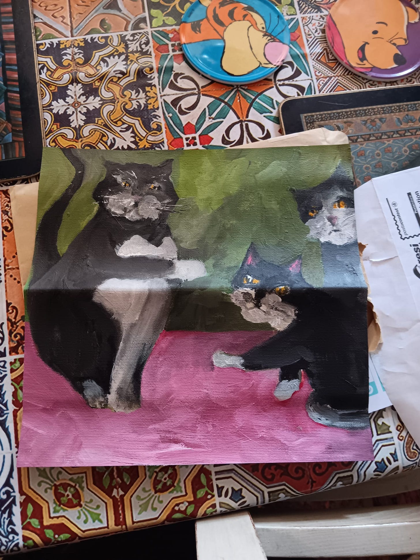 Four cats painting