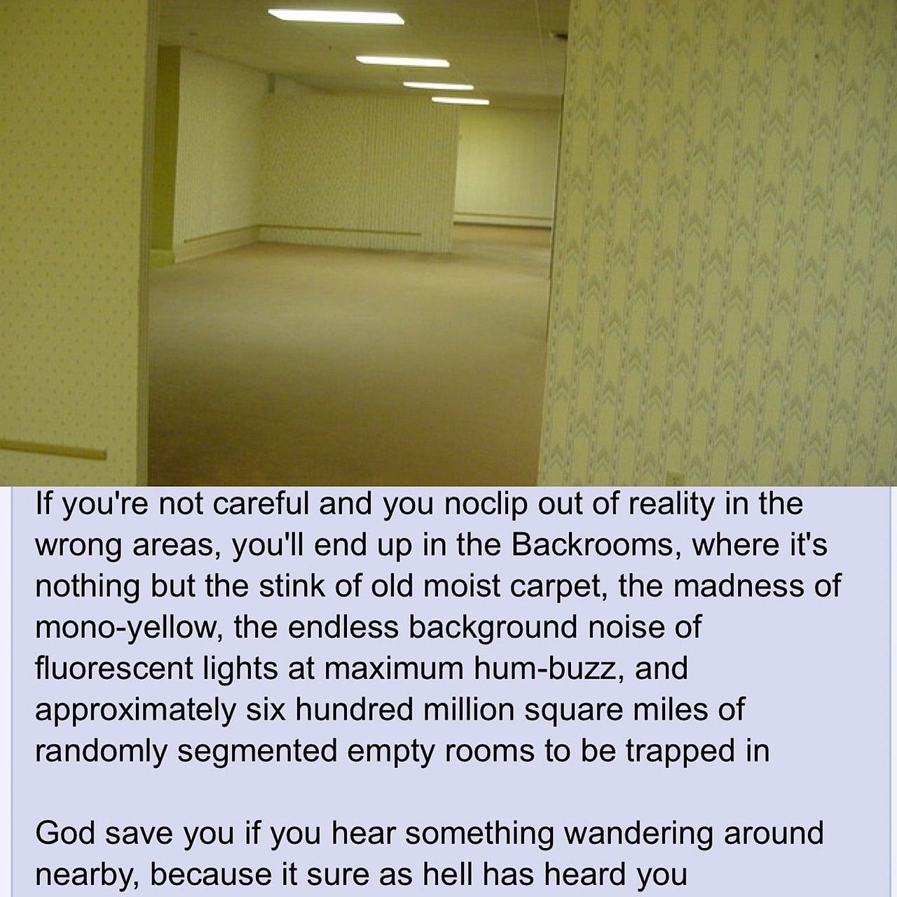 The origin of the backrooms was a post on 4chan [2019] : r/backrooms