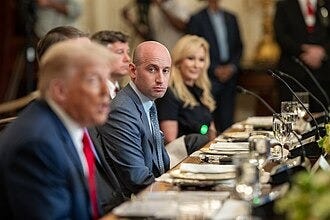 Stephen Miller, widely viewed as the architect of President Donald Trump's immigration policies, looks on during a July 9, 2025, State Dining Room event.. (Official White House Photo by Daniel Torok) Stephen Miller, widely viewed as the architect of President Donald Trump's immigration policies, looks on during a July 9, 2025, State Dining Room event.. (Official White House Photo by Daniel Torok)
