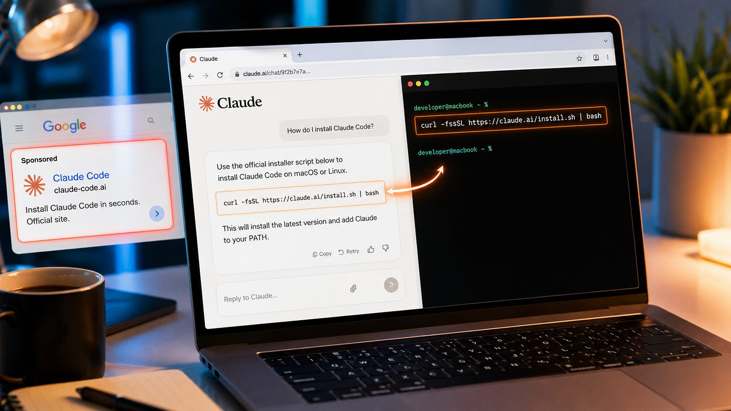Claude Code install warning: do not trust shared chat links
