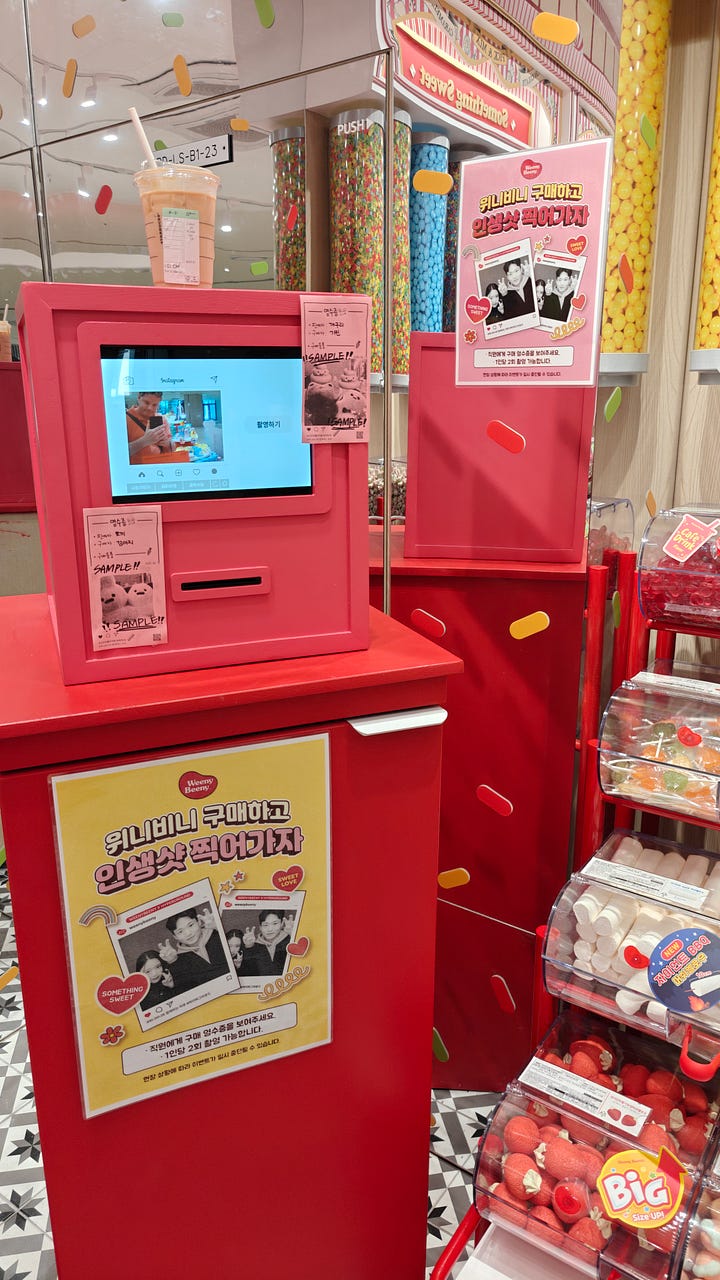 Photo booth in a candy store in Korea, you can only use it when you purchase a product