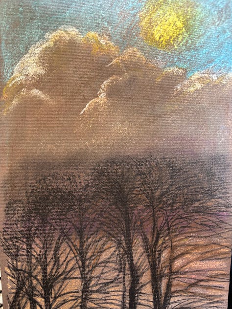 A3 Charcoal and A4 pastel drawings