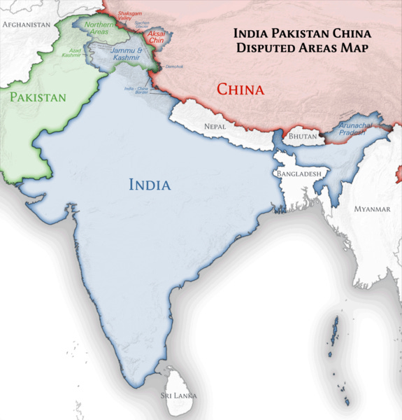 File:India Pakistan China Disputed Areas Map.png
