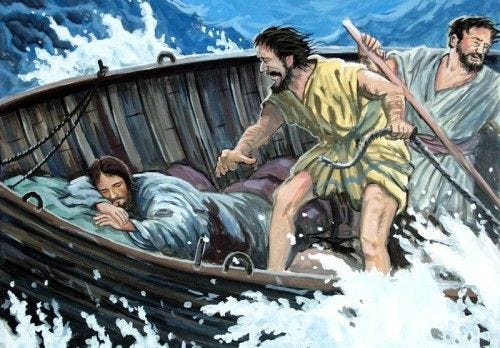 Christ asleep in the boat. Christ asleep in the boat.