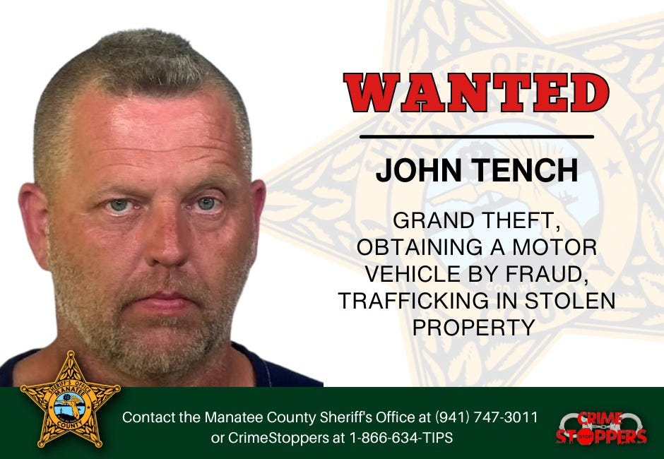 Manatee County Sheriff Seeks Fugitive on Multiple Theft Charges