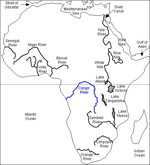 The Congo River | Africa map, Geography map, Map
