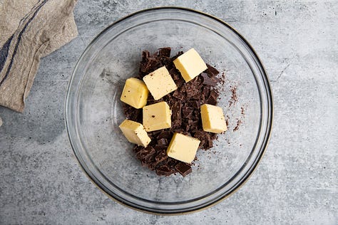 Process shots showing how to make grain free brownies.