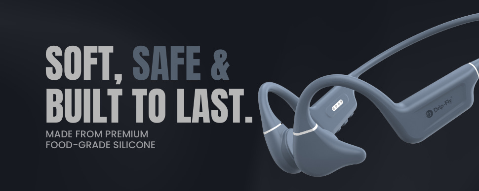 drip-fly oz5 grey bone conduction headphones : soft,safe, and built to last