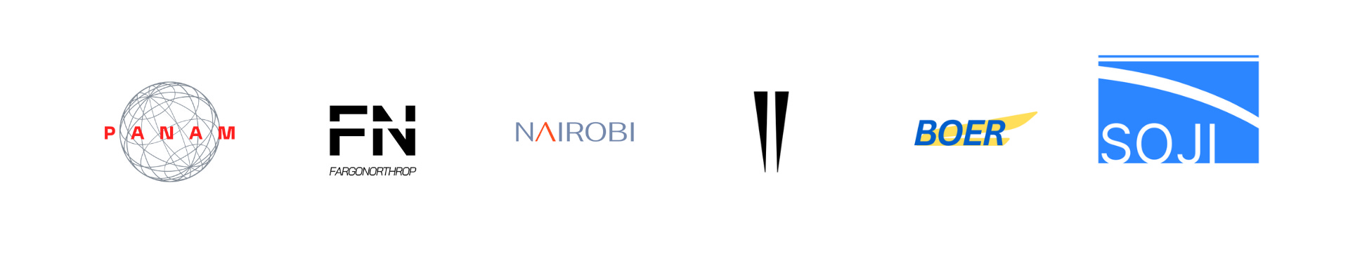 Logos for the largest corporations - PANAM INDUSTRIES, FARGO NORTHROP, NAIROBI, SIIMA LTD, BOER AIR, and SOJI GROUP.