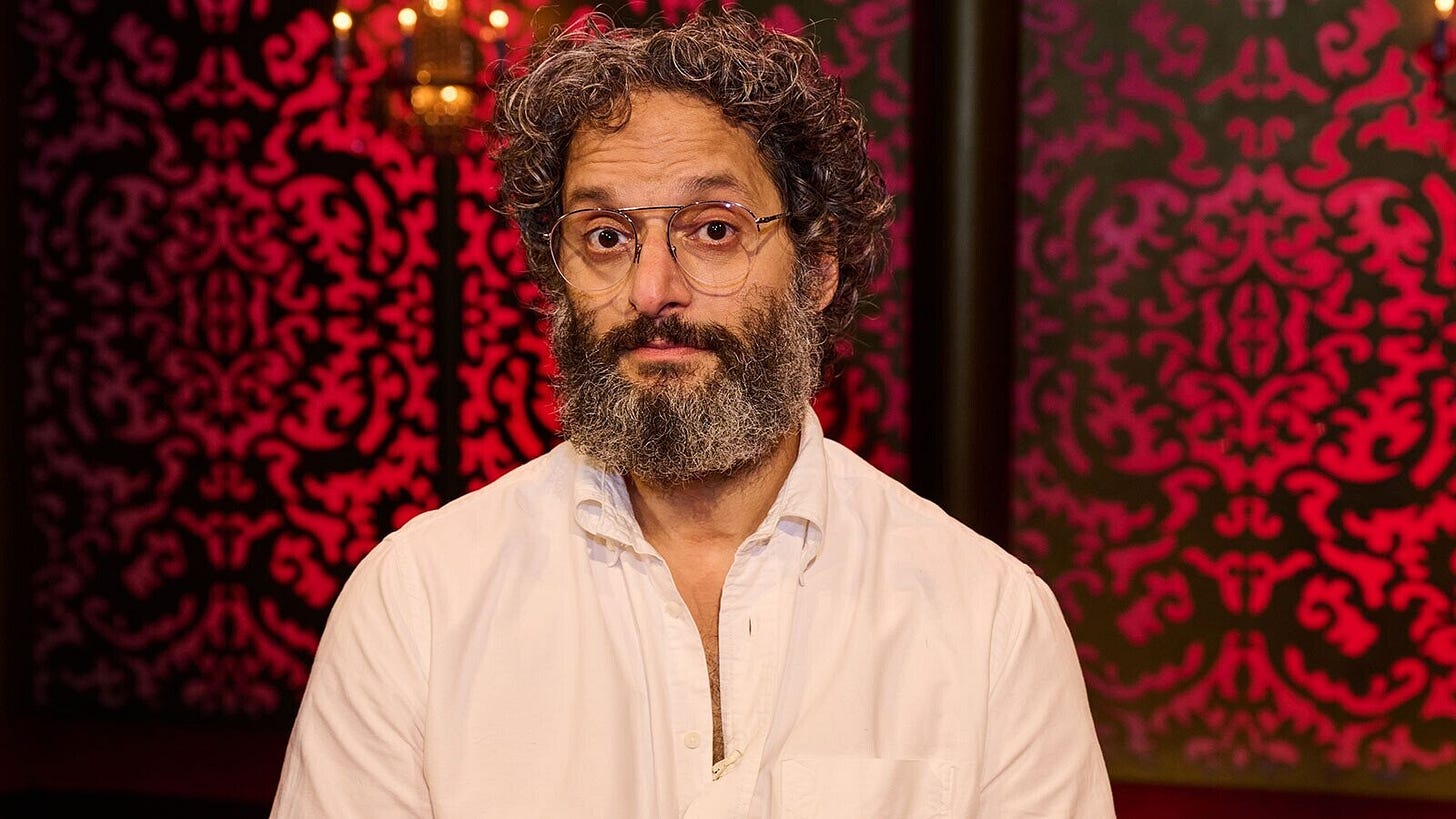 Jason Mantzoukas on the set of Taskmaster