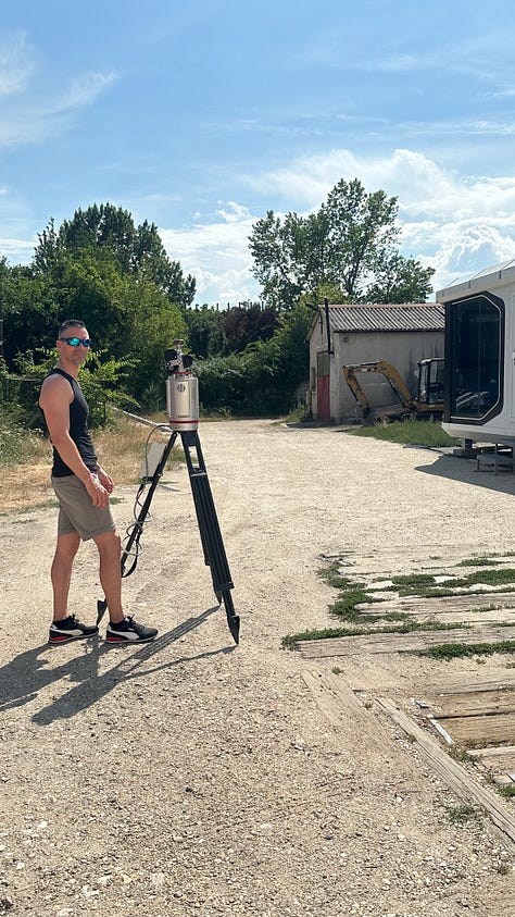 Roland Kriston working with terrestrial laser scanning, GNSS and fixed-wing UAV technologies during field data acquisition.