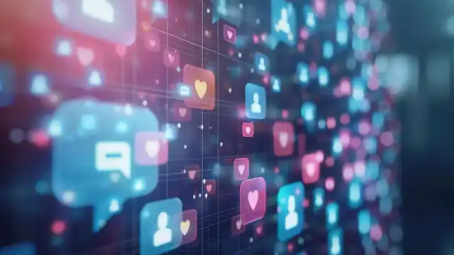 Blurred wall of social media icons and notifications suggesting crowded attention feeds