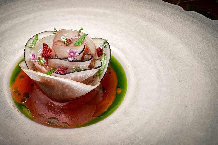 FZN by Bjorn Frantzen: Chutoro with Japanese radish and the apple tart tatin